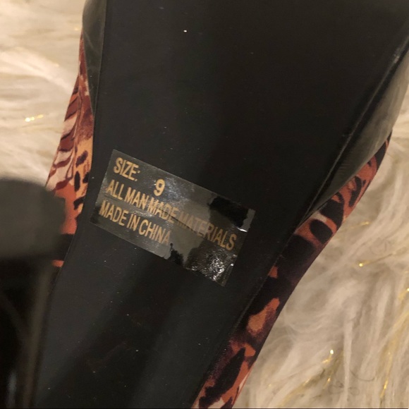 Fabulous Qupid Camel Multianimal Satin Heels - Picture 7 of 8